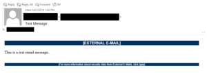 Email showing security feature identifying that it is from an external source.